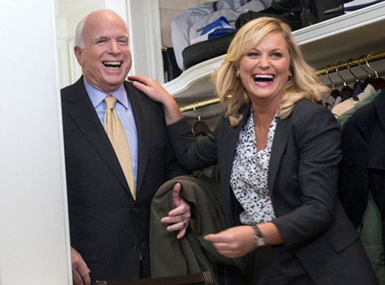 PARKS AND RECREATION, Senator John McCain, Amy Poehler PARKS AND RECREATION, Senator John McCain, Amy Poehler